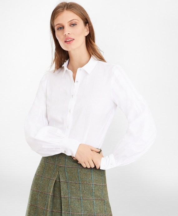 Non-Iron Tailored-Fit Supima® Cotton Floral Jacquard Blouse