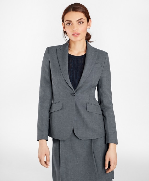 Petite Bird's-Eye Stretch-Wool One-Button Jacket