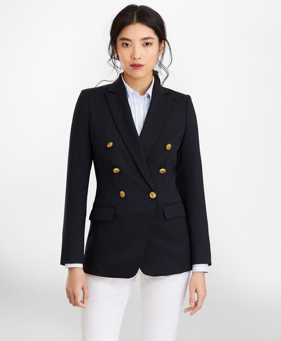 Double-Breasted Stretch Wool Blazer