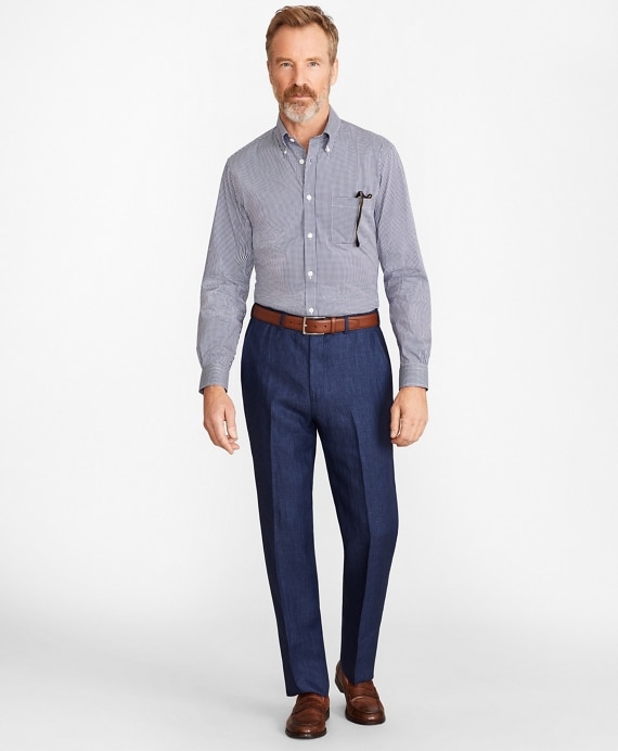 Madison Fit Herringbone Linen Trousers