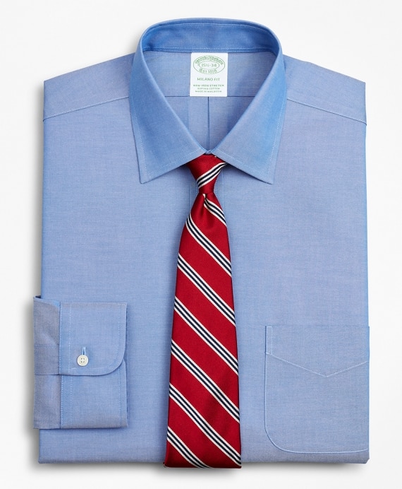 Stretch Milano Slim-Fit Dress Shirt, Non-Iron Pinpoint Ainsley Collar