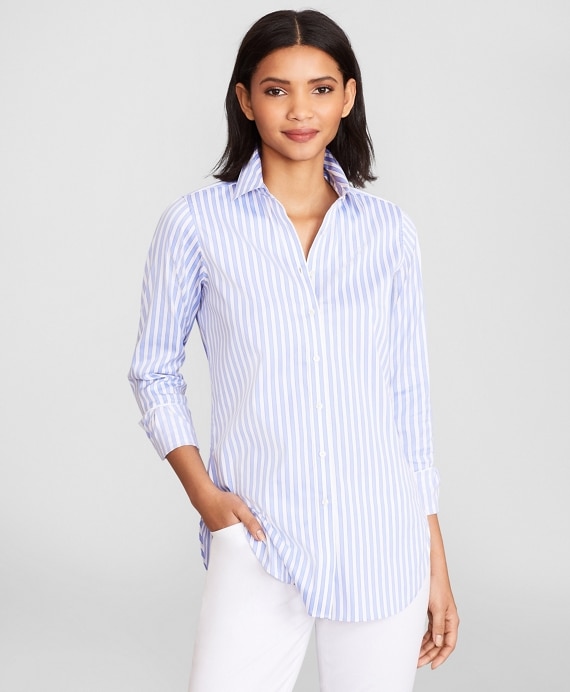 Classic-Fit Striped Stretch Cotton Sateen Dobby Luxury Shirt