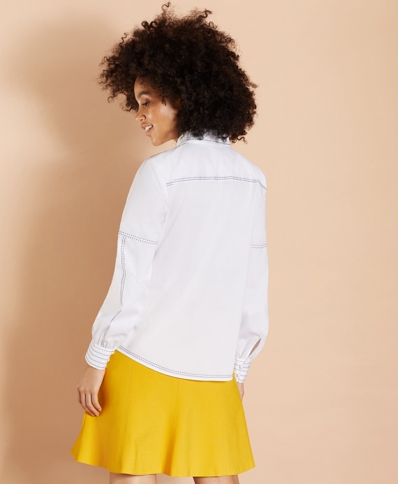 Bishop-Sleeve Poplin Blouse