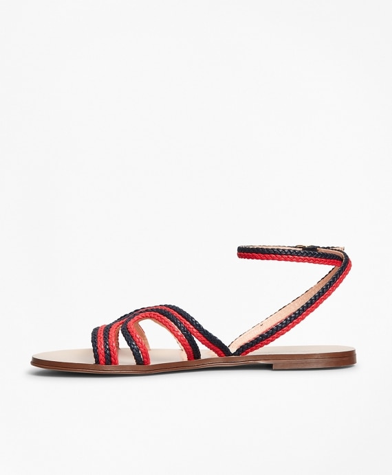 Braided Leather Slide Sandals