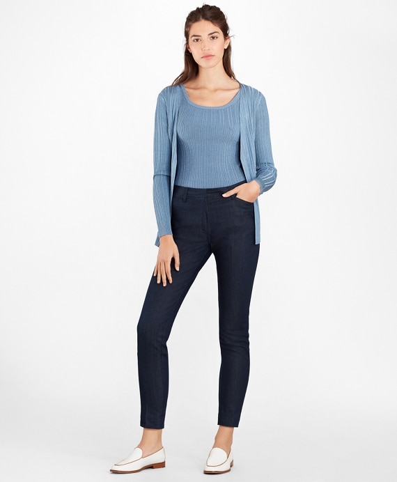 Metallic Rib-Knit Cardigan