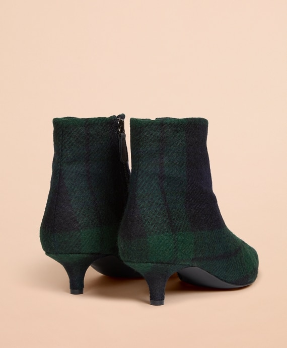 Black Watch Tartan Wool Kitten-Heel Ankle Boots