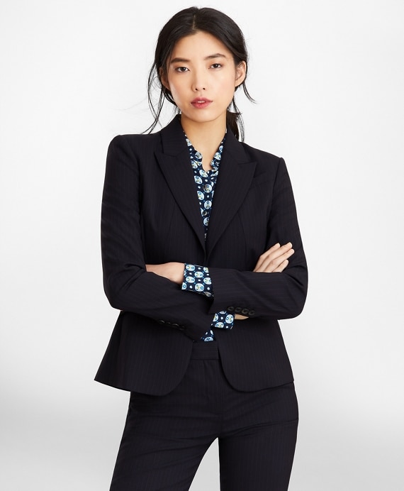 Petite Pinstripe Stretch Wool Jacket