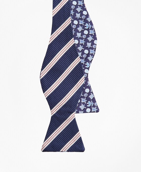 Stripe with Sea Turtles Reversible Bow Tie
