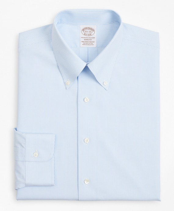 Stretch Soho Extra-Slim-Fit Dress Shirt, Non-Iron Poplin Button-Down Collar Fine Stripe