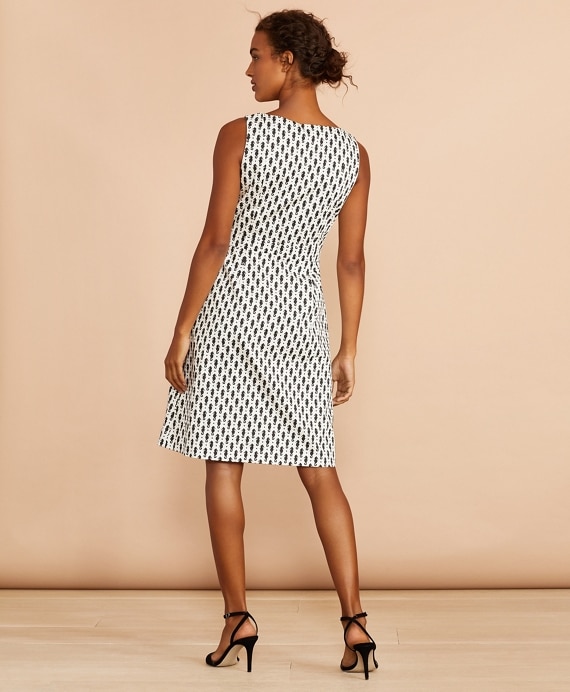 Seahorse-Print Stretch Cotton Sateen Sheath Dress