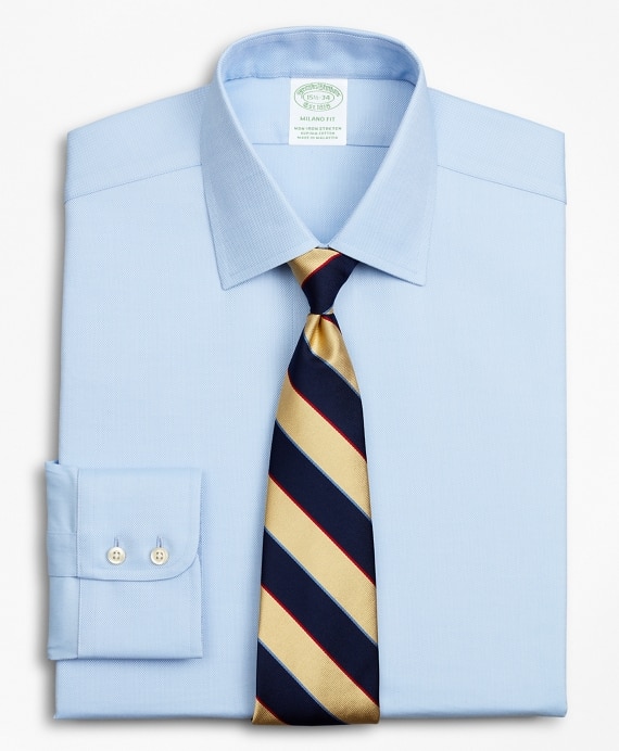 Stretch Milano Slim-Fit Dress Shirt, Non-Iron Royal Oxford Ainsley Collar