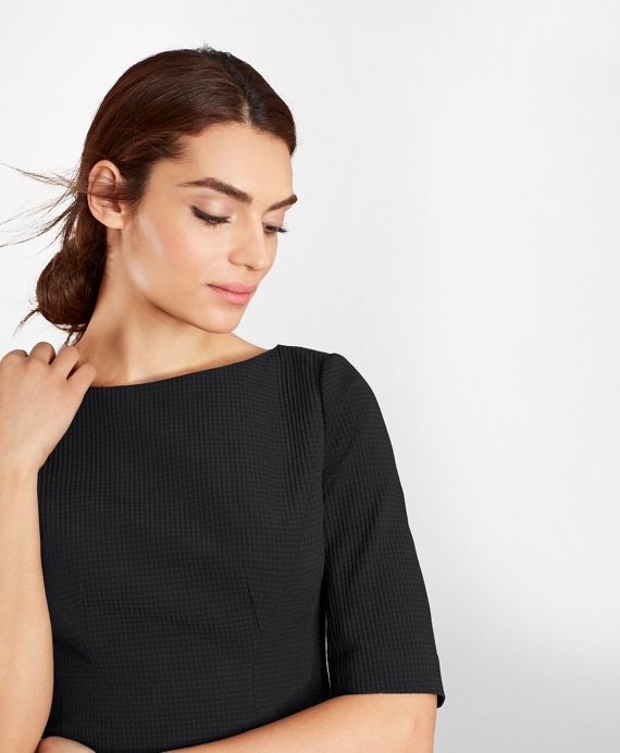 Petite Stretch-Cotton Jacquard Sheath Dress