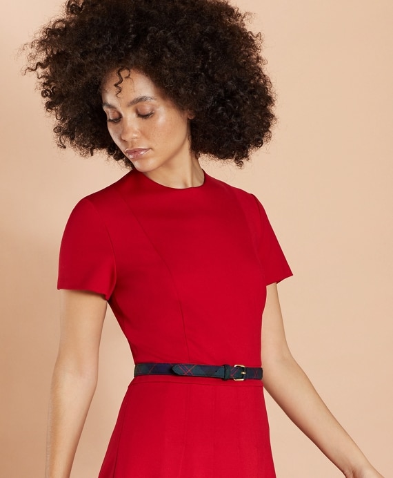 Ponte Knit Pleated Dress