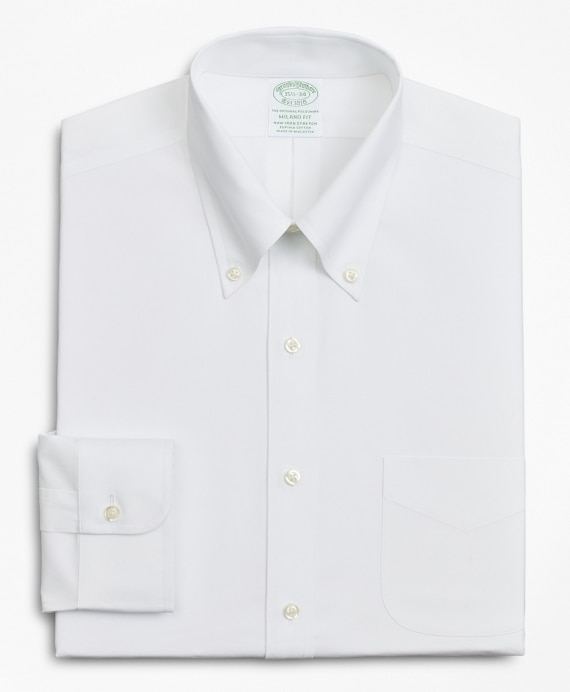 Stretch Milano Slim-Fit Dress Shirt, Non-Iron Poplin Button-Down Collar