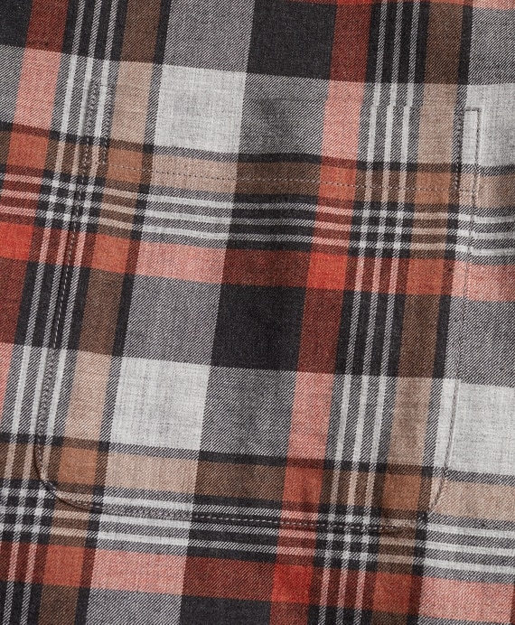 Madison Fit Grey Plaid Brushed Flannel Sport Shirt