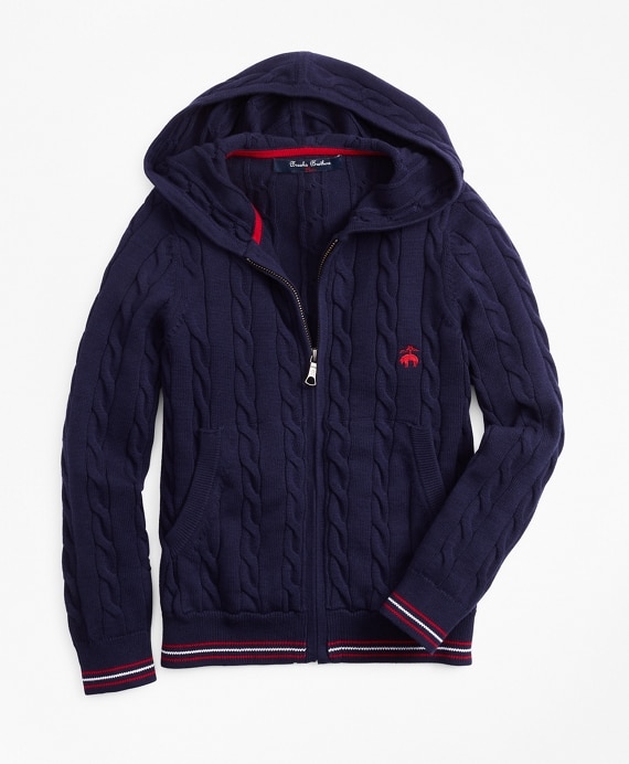 Boys Cotton Full-Zip Hooded Sweater