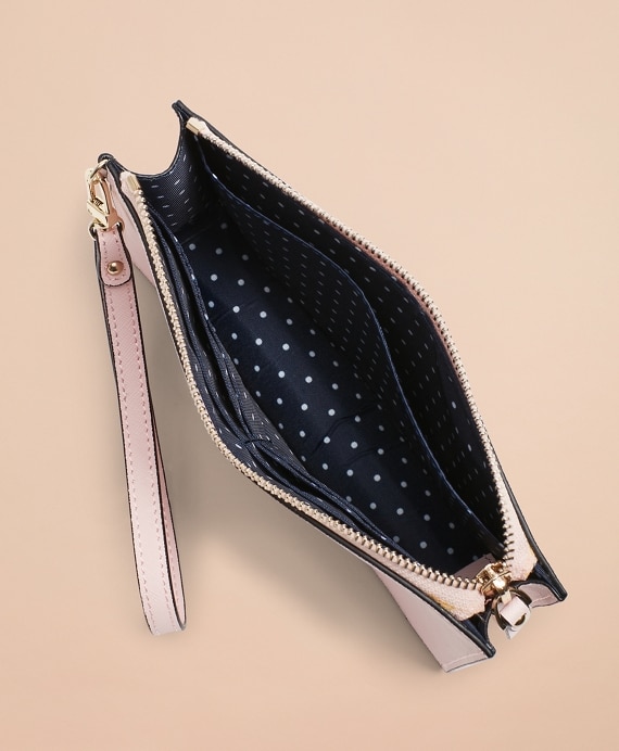 Saffiano Leather Wristlet Clutch