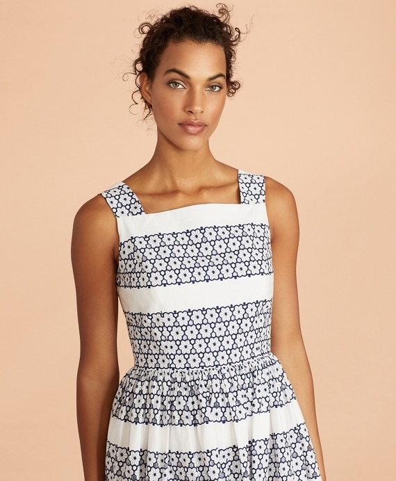 Floral-Embroidered Cotton Eyelet Dress