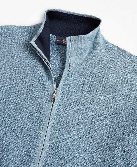Supima® Cotton Textured Full-Zip Sweater