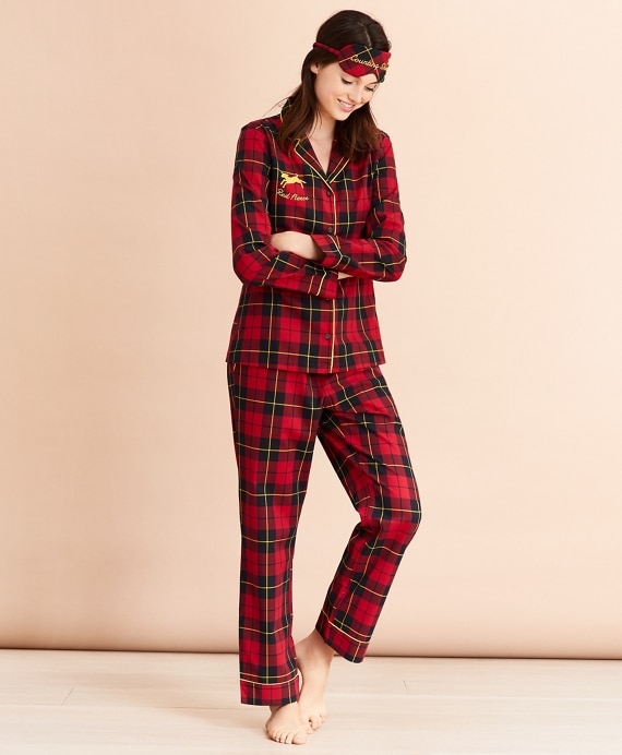 Tartan Cotton Twill Pajama & Eye-Mask Set