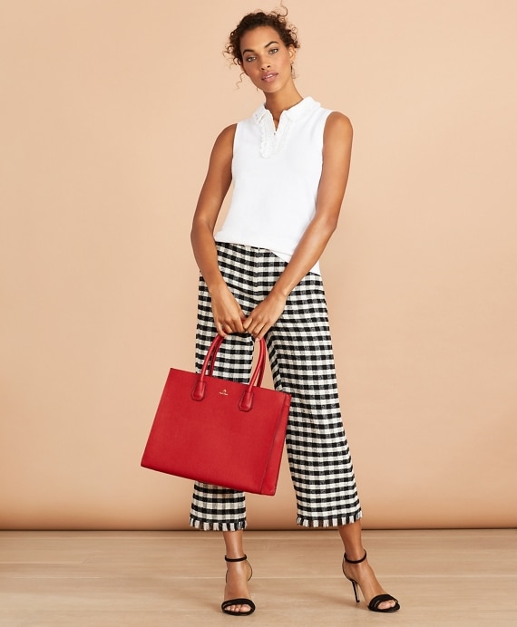 Crochet Lace-Trimmed Cotton Sleeveless Polo