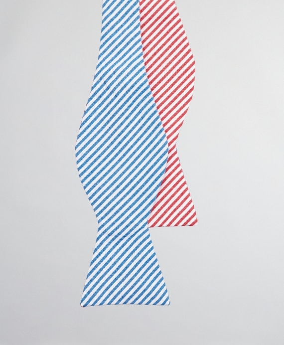 Seersucker Stripe Bow Tie