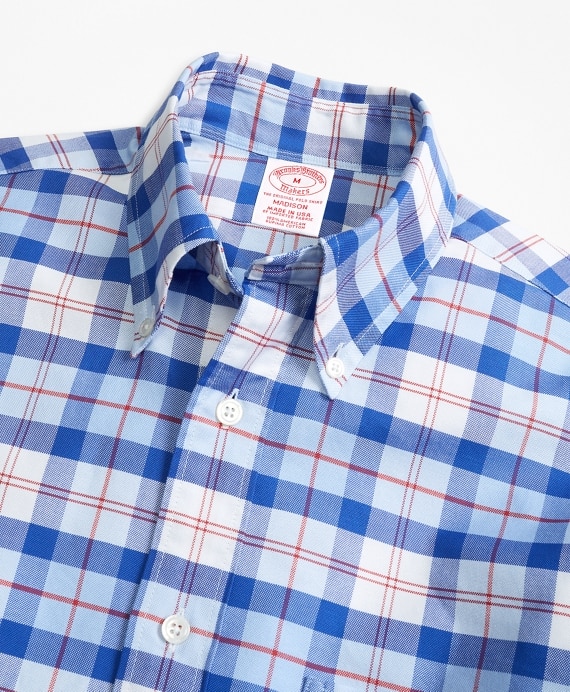 Madison Fit Oxford Blue and Red Plaid Sport Shirt