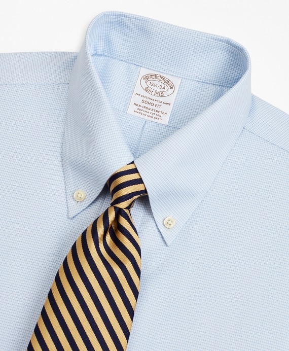 Stretch Soho Extra-Slim-Fit Dress Shirt, Non-Iron Twill Button-Down Collar Micro-Check