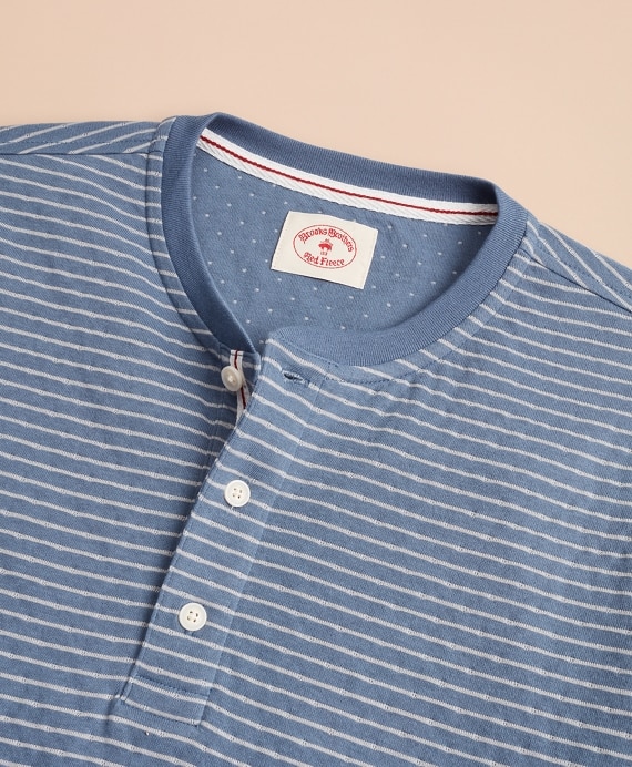 Striped Double-Knit Long-Sleeve Henley