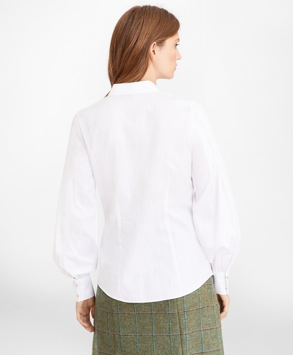 Petite Non-Iron Tailored-Fit Supima® Cotton Floral Jacquard Blouse