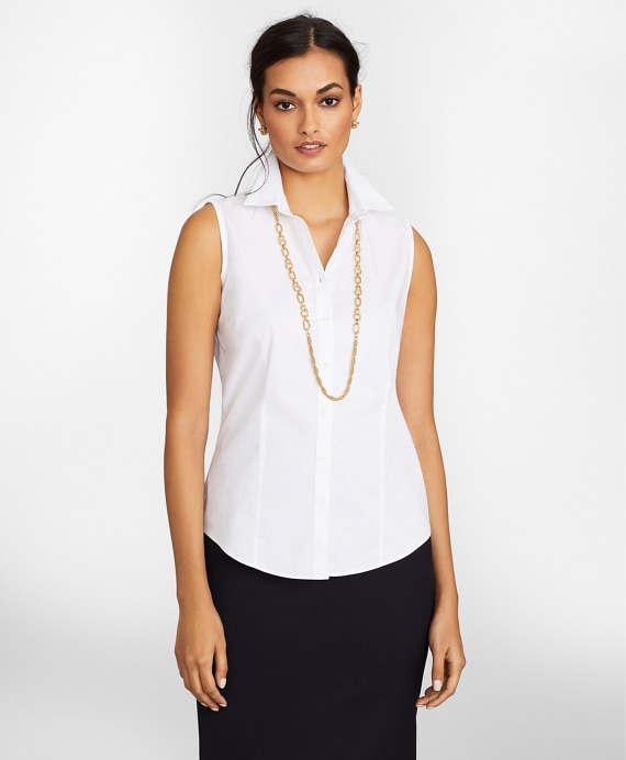 Non-Iron Stretch Supima® Cotton Fitted Sleeveless Dress Shirt