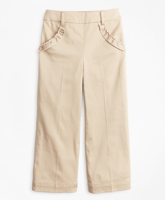 Girls Cotton Blend High Rise Ruffle Pants