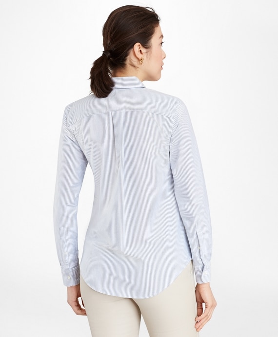 Classic-Fit Supima® Cotton Oxford Stripe Forward-Point Shirt