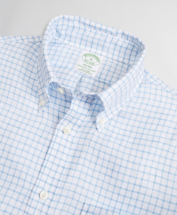 Milano Slim-Fit Sport Shirt, Irish Linen Windowpane
