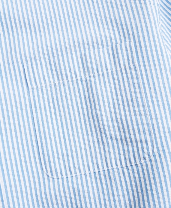 Regent Fitted Short-Sleeve Sport Shirt, Seersucker Stripe