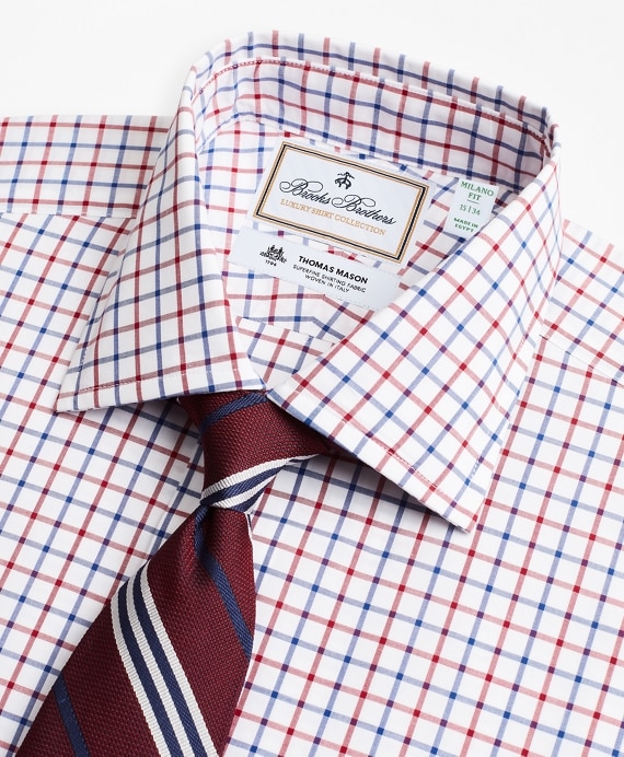 Luxury Collection Milano Slim-Fit Dress Shirt, Franklin Spread Collar Bold Windowpane