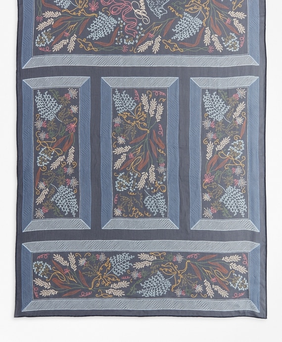 Floral-Print Silk Square Scarf