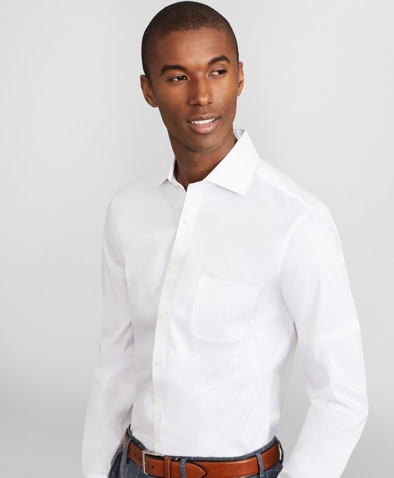 Milano Slim Fit Dress Shirt, Performance Non-Iron with COOLMAX®, English Spread Collar Broadcloth