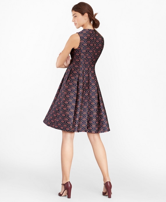 Floral Jacquard Pleated Dress