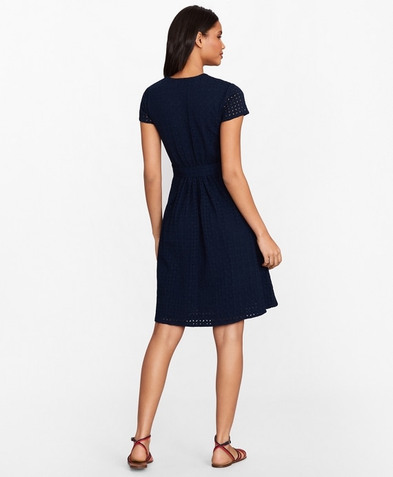 Floral Eyelet Faux Wrap Dress