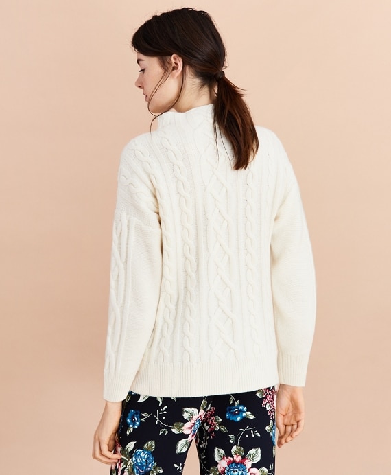 Stretch Merino Wool Cable-Knit Sweater