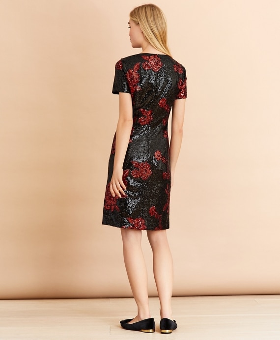 Floral Sequined Shift Dress