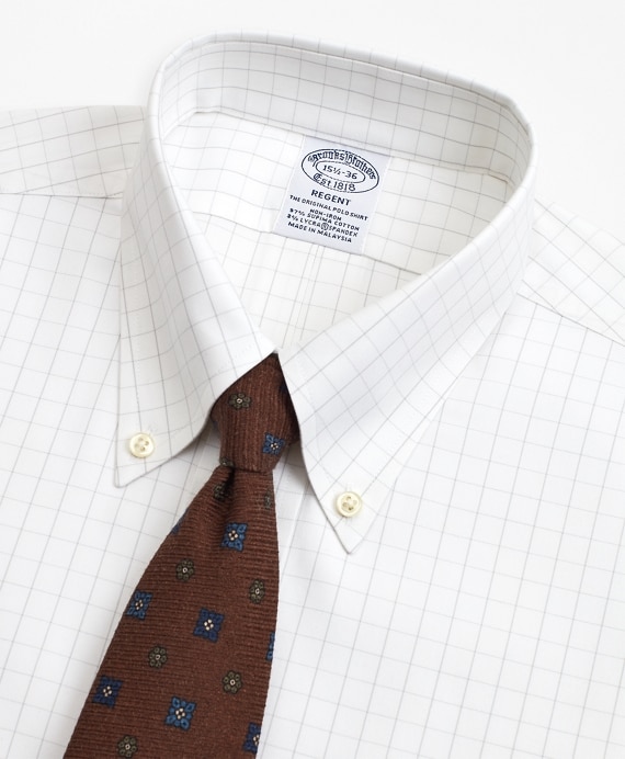 Stretch Regent Fitted Dress Shirt, Non-Iron Windowpane