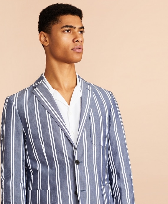 Striped Cotton Chambray Sport Coat