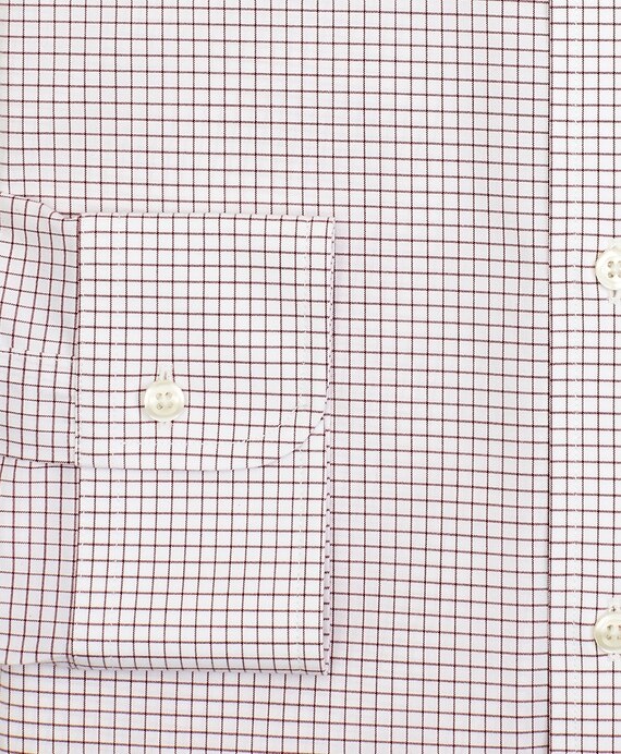 Stretch Big & Tall Dress Shirt, Non-Iron Poplin Button-Down Collar Small Grid Check