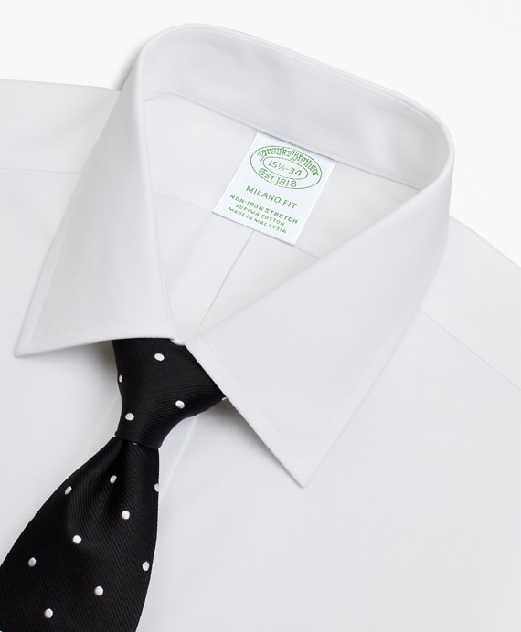 Stretch Milano Slim-Fit Dress Shirt, Non-Iron Poplin Ainsley Collar