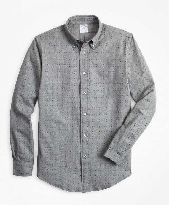 Regent Fit Dot Print Flannel Sport Shirt