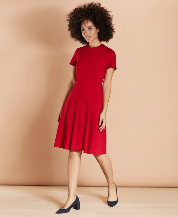 Ponte Knit Pleated Dress