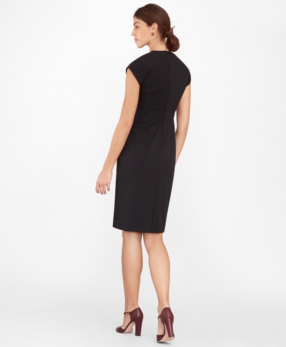 Stretch Wool Cap Sleeve Sheath Dress