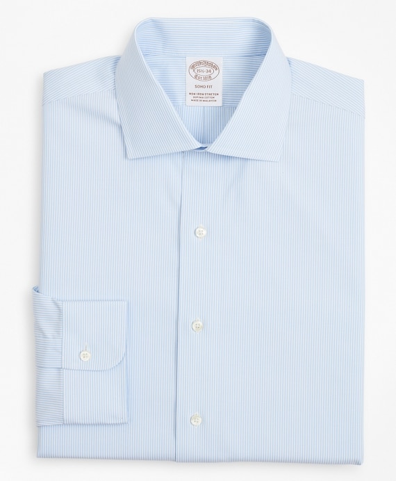 Stretch Soho Extra-Slim-Fit Dress Shirt, Non-Iron Poplin English Collar Fine Stripe
